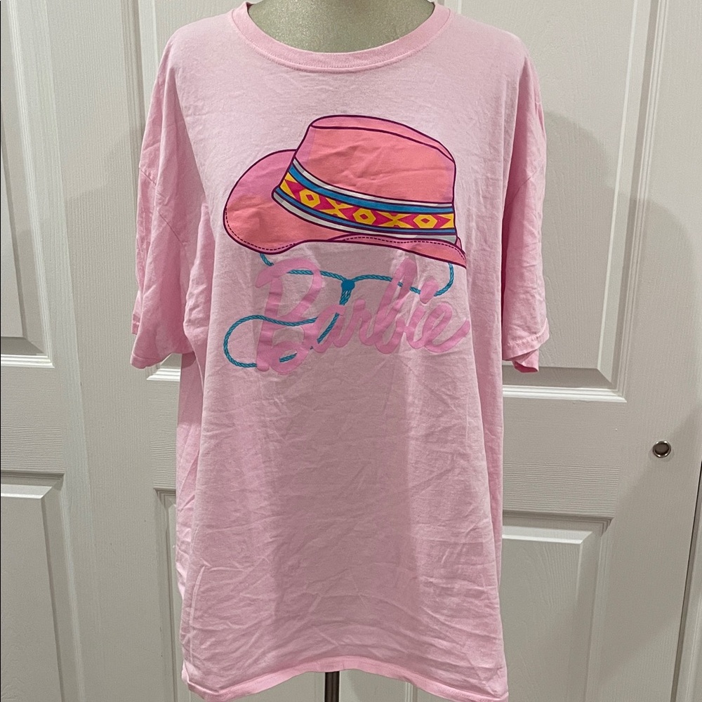 Barbie Pink women’s T-Shirt with Colorful Hat Design